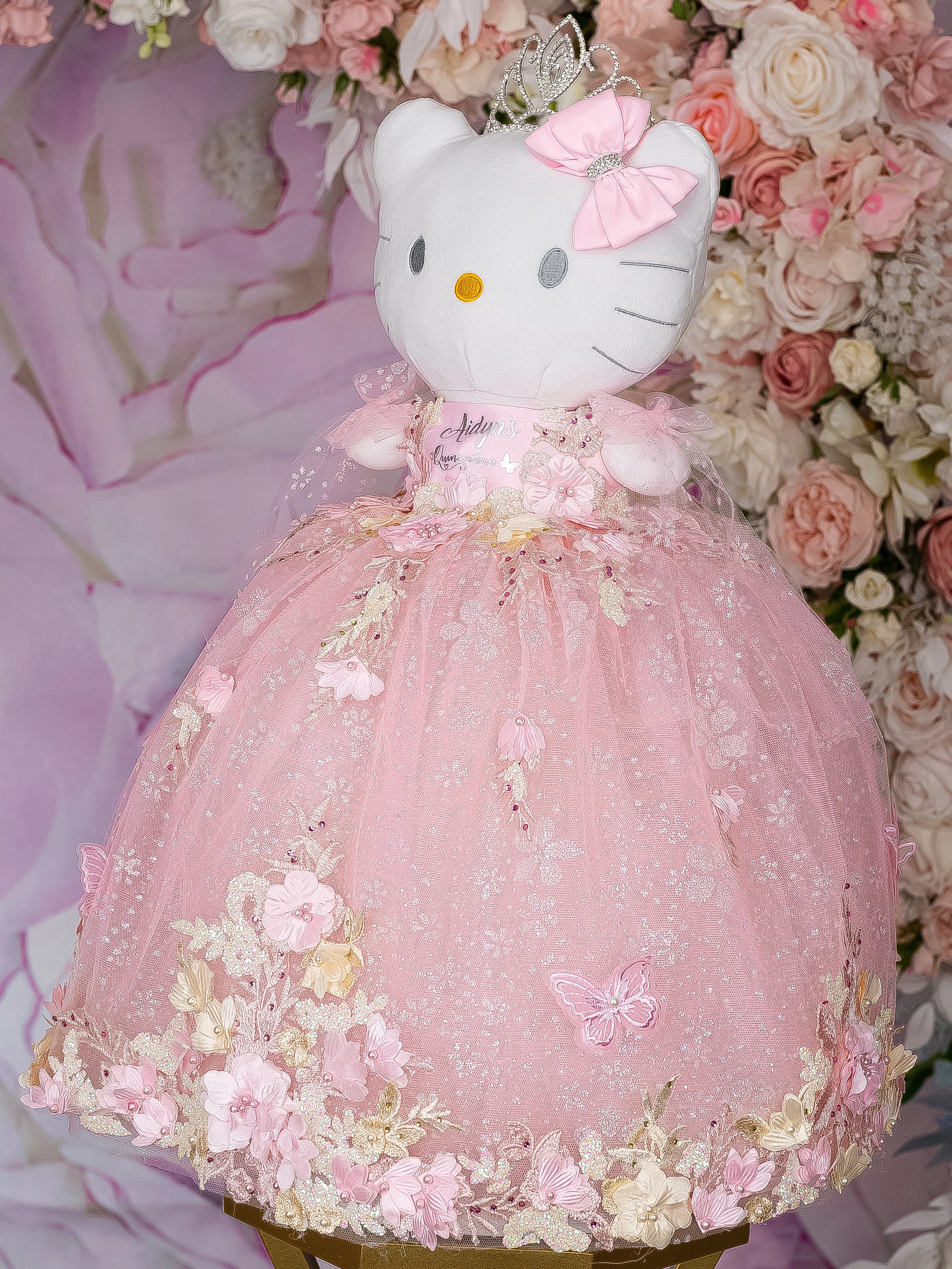 Pink with flowers Kitty for Quinceanera
