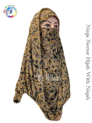 Printed Ninja Nector Hijab With Niqab Design 57
