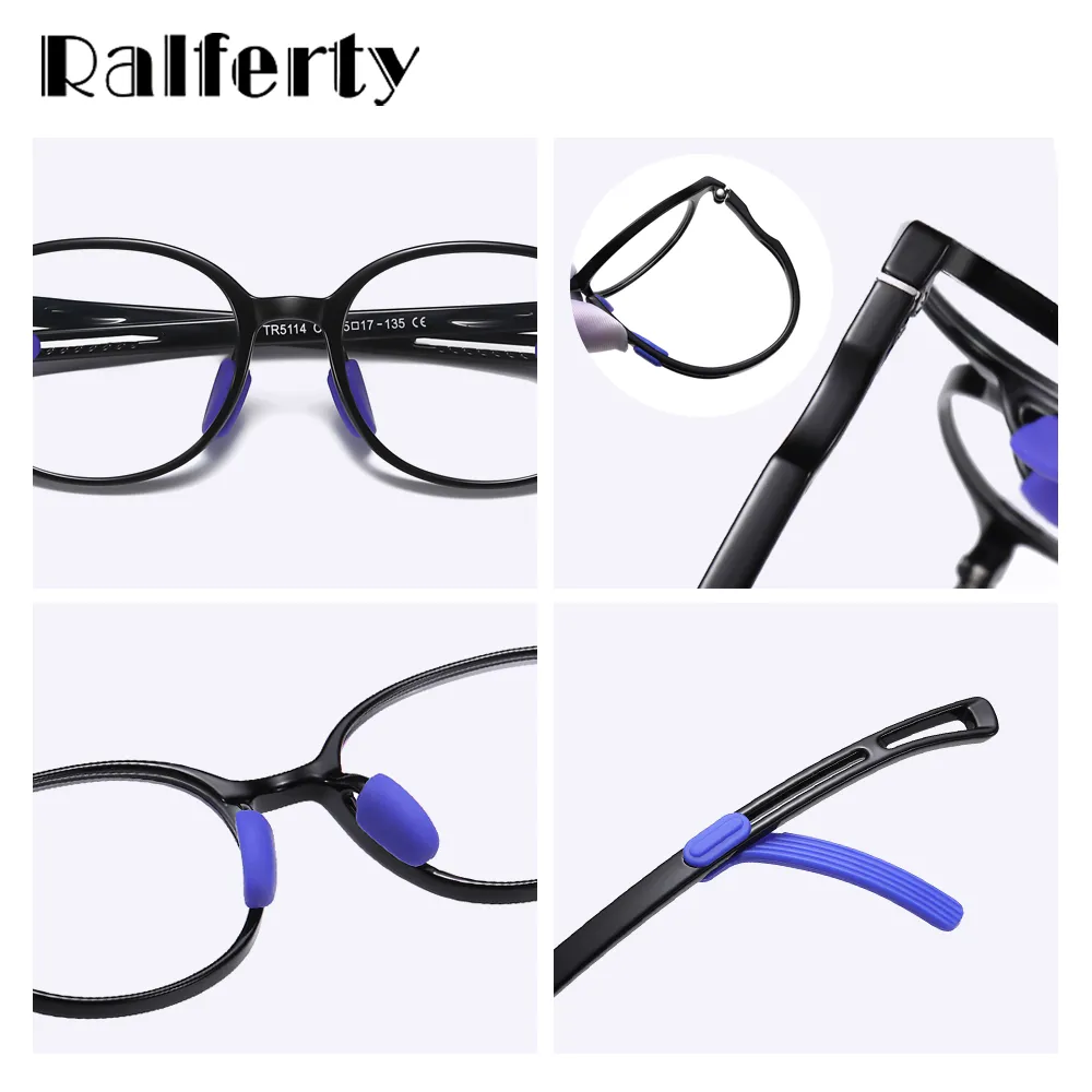Ralferty Kids' Eyeglasses Anti Blue Light Round Tr90 D5114