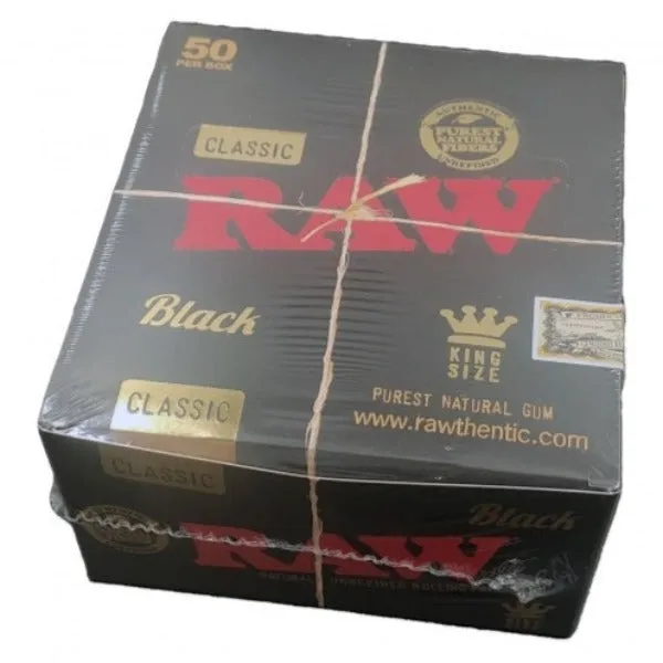 Raw Black - Classic "WIDE" Kingsize Papers - Box of 50