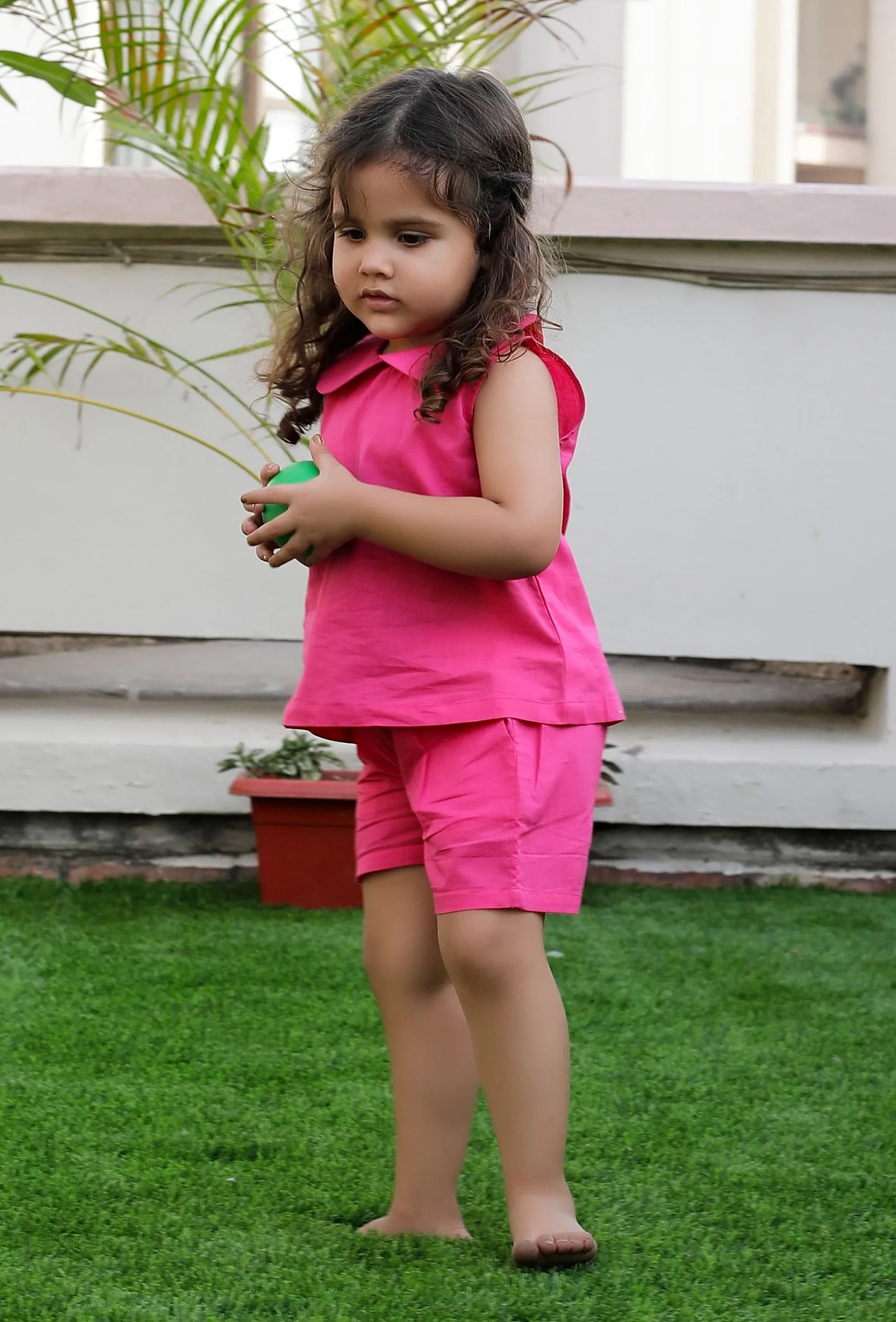 Set Of 2: Shortcake Pink Cotton Top And Pink Short