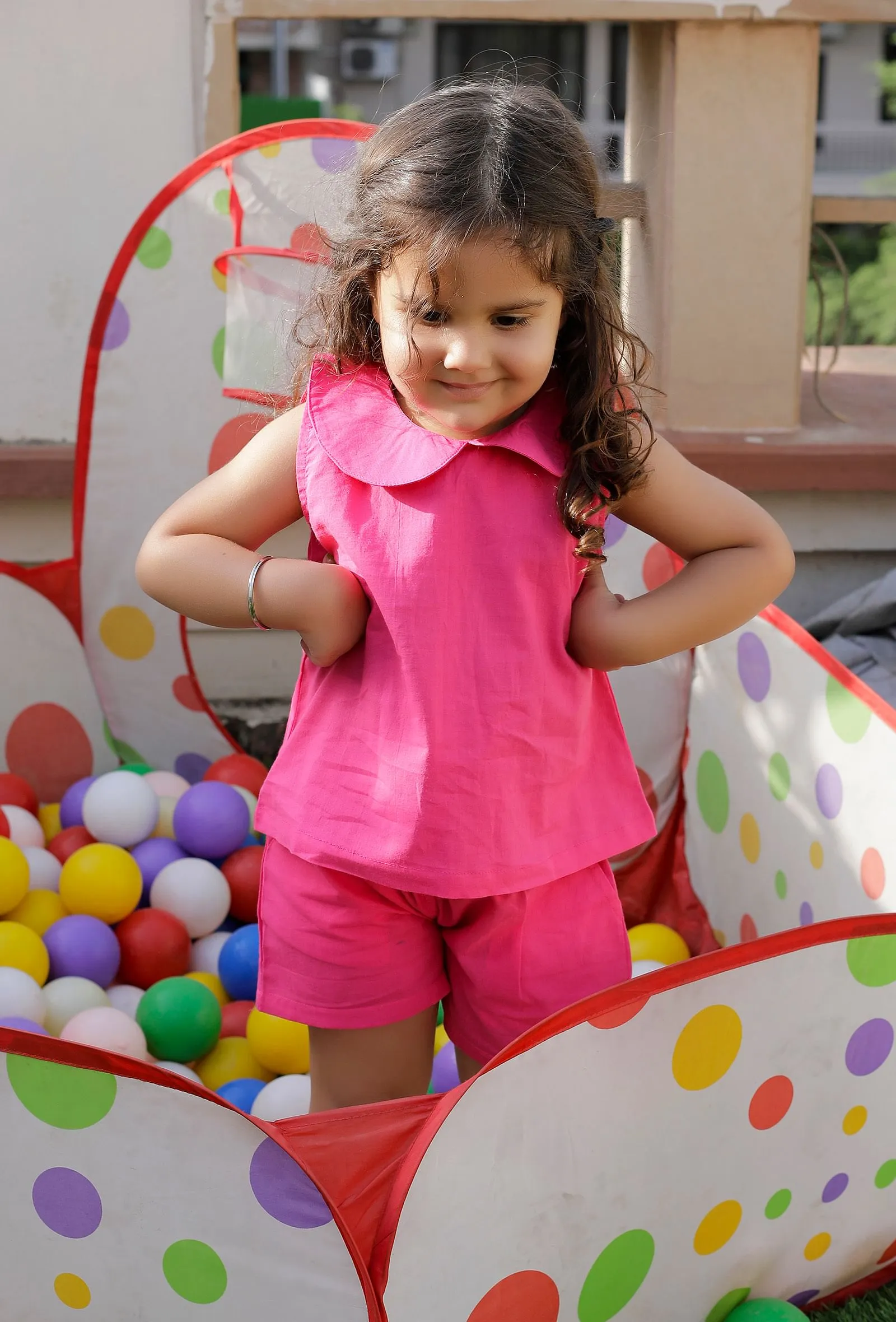 Set Of 2: Shortcake Pink Cotton Top And Pink Short