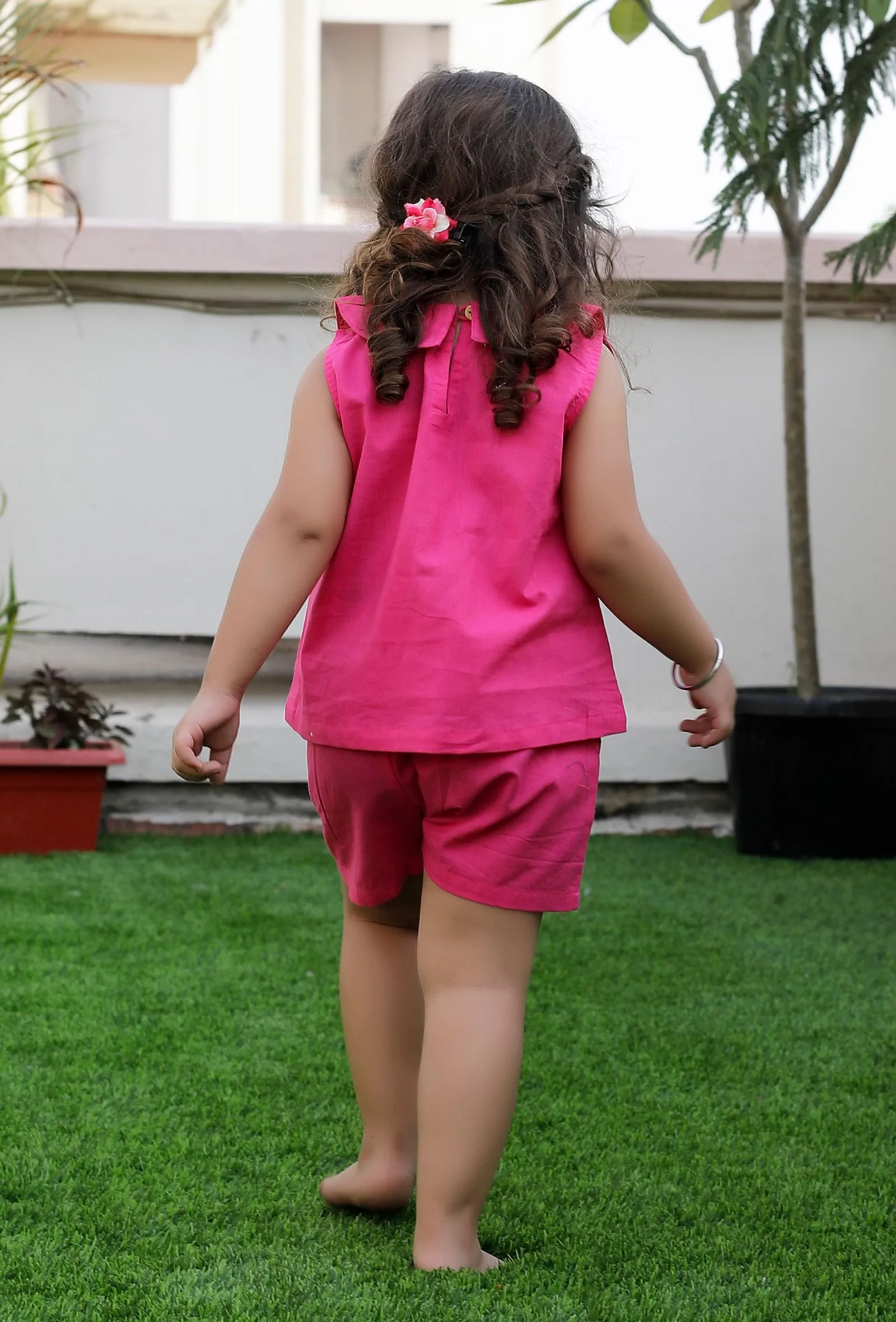 Set Of 2: Shortcake Pink Cotton Top And Pink Short
