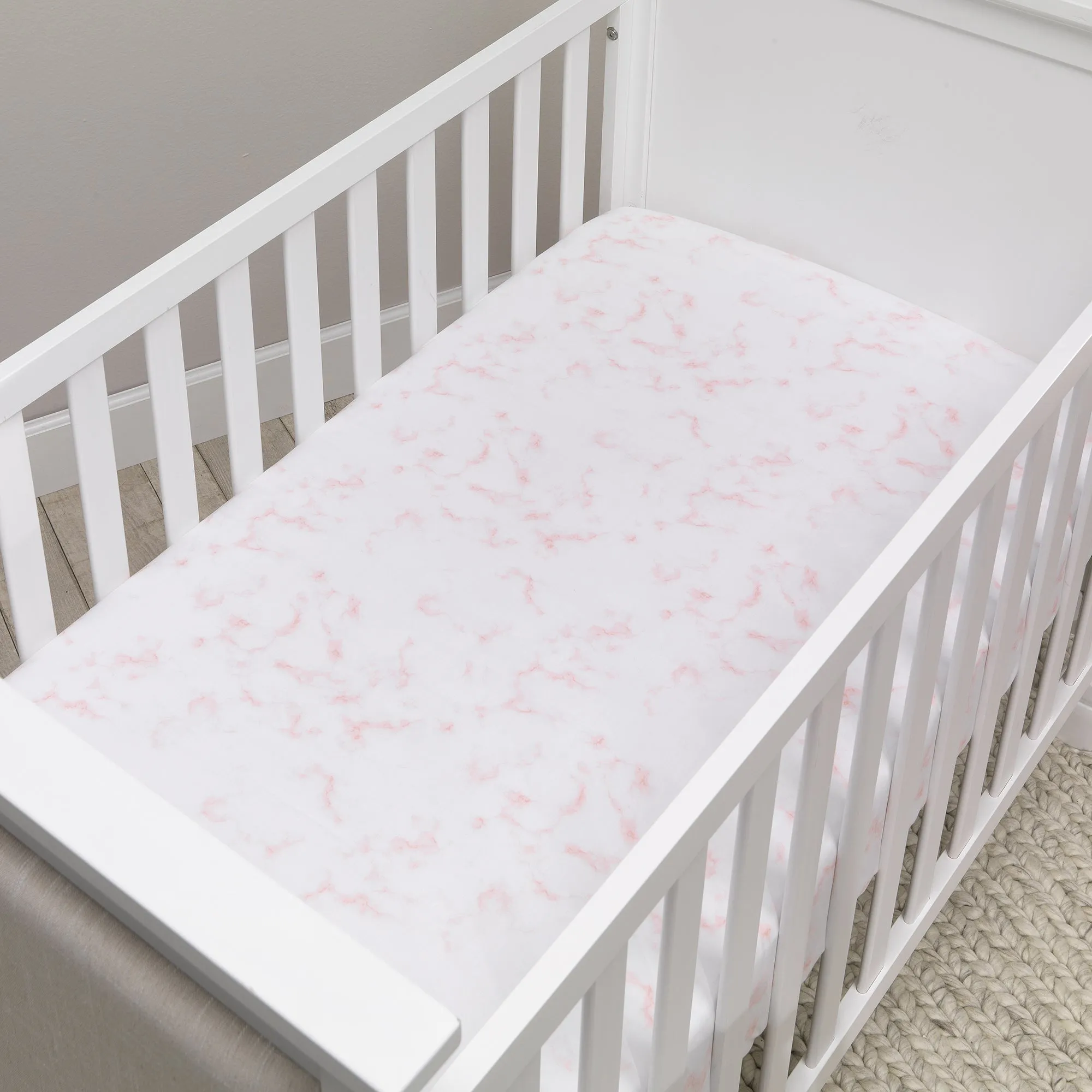 Signature Rose Marble Organic Cotton Fitted Crib Sheet
