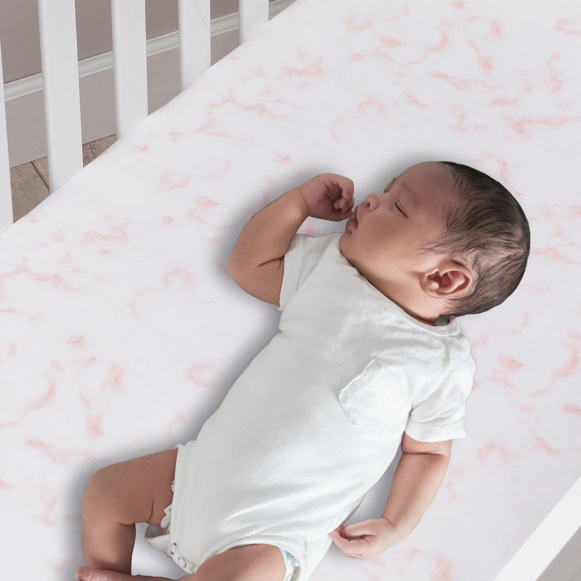 Signature Rose Marble Organic Cotton Fitted Crib Sheet