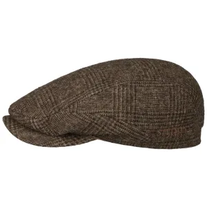 Sustainable Glencheck Driver Flat Cap by Stetson