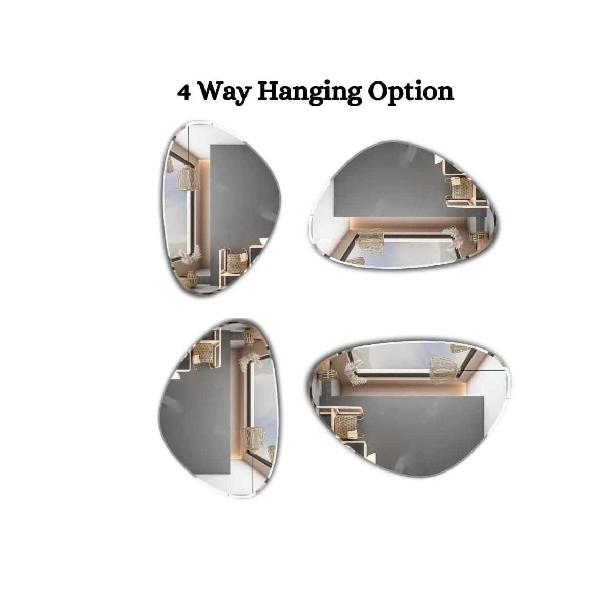 The Deqor Frameless Wall Mirror for Bathroom, Pebble Design Bathroom Mirror, Bedroom Mirror, Washbasin Mirror, Mirror for Room 15x21 Inch | BVM1521A5