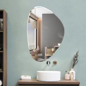 The Deqor Frameless Wall Mirror for Bathroom, Pebble Design Bathroom Mirror, Bedroom Mirror, Washbasin Mirror, Mirror for Room 15x21 Inch | BVM1521A5
