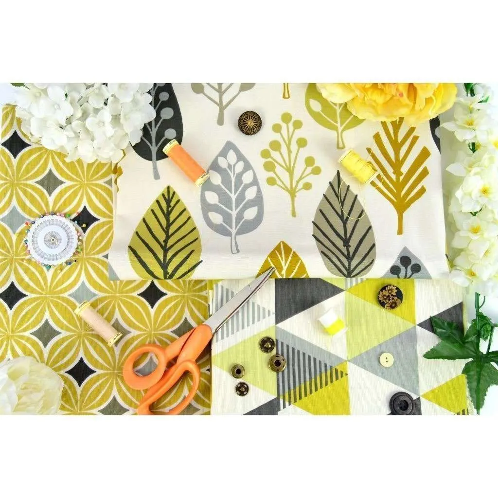 Vita Cotton Print Ochre Yellow Fabric