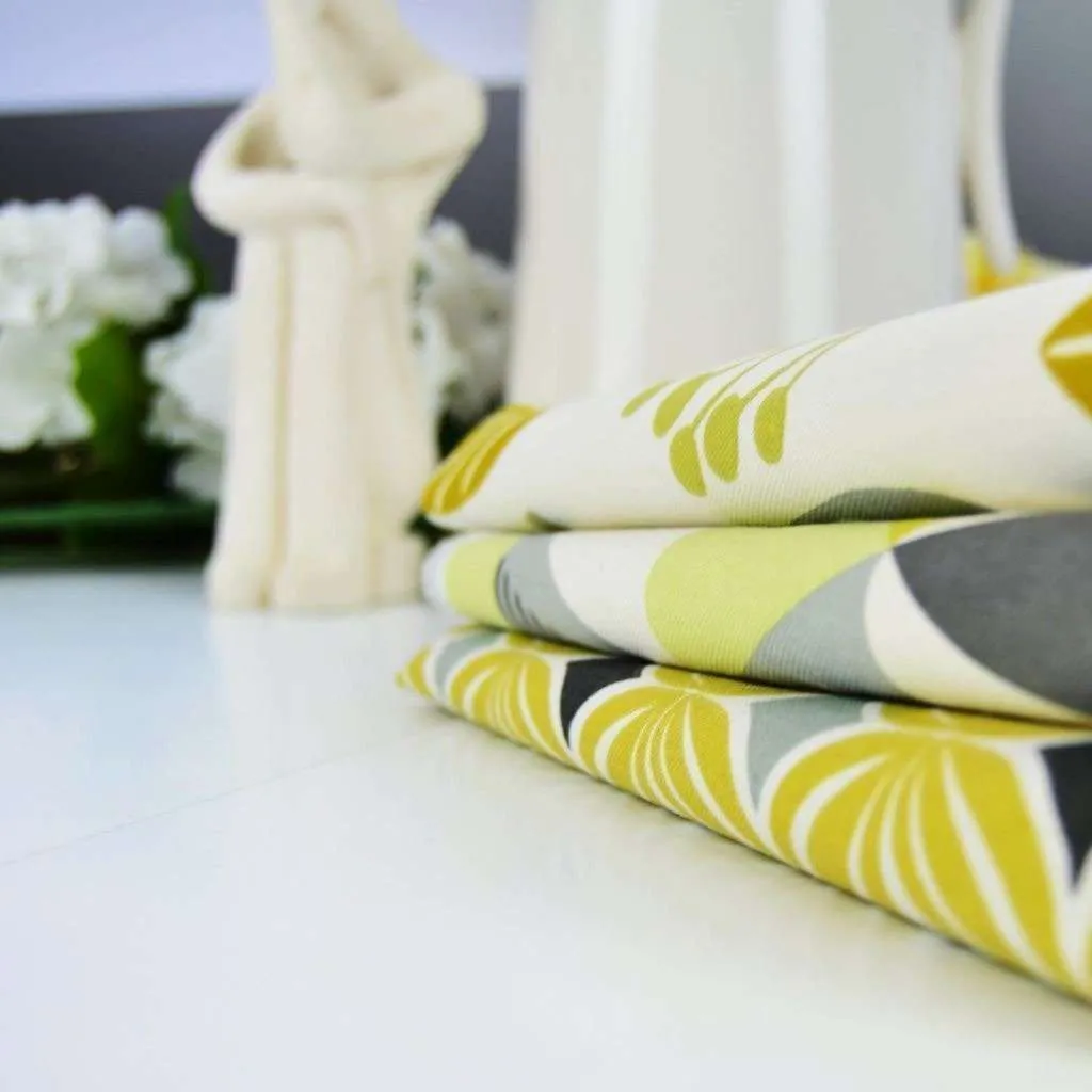 Vita Cotton Print Ochre Yellow Fabric