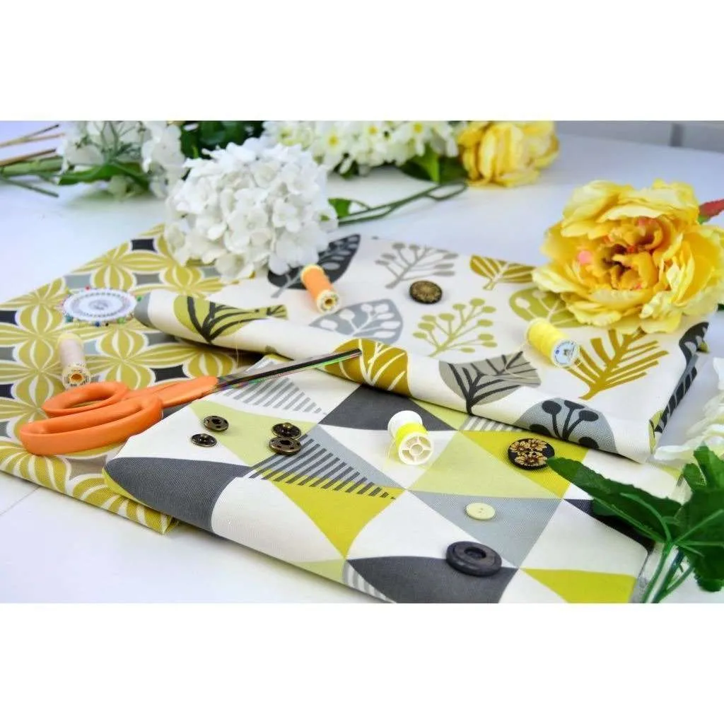 Vita Cotton Print Ochre Yellow Fabric