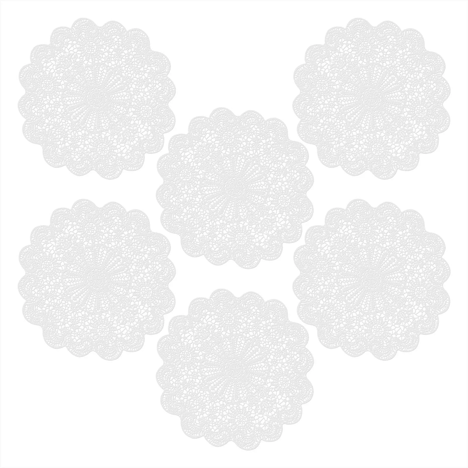 White Floral Classic Vinyl Placemats - 15 Inch Non-Slip Vinyl Dining Table Charger Farmhouse Home Decor (Set of 6)