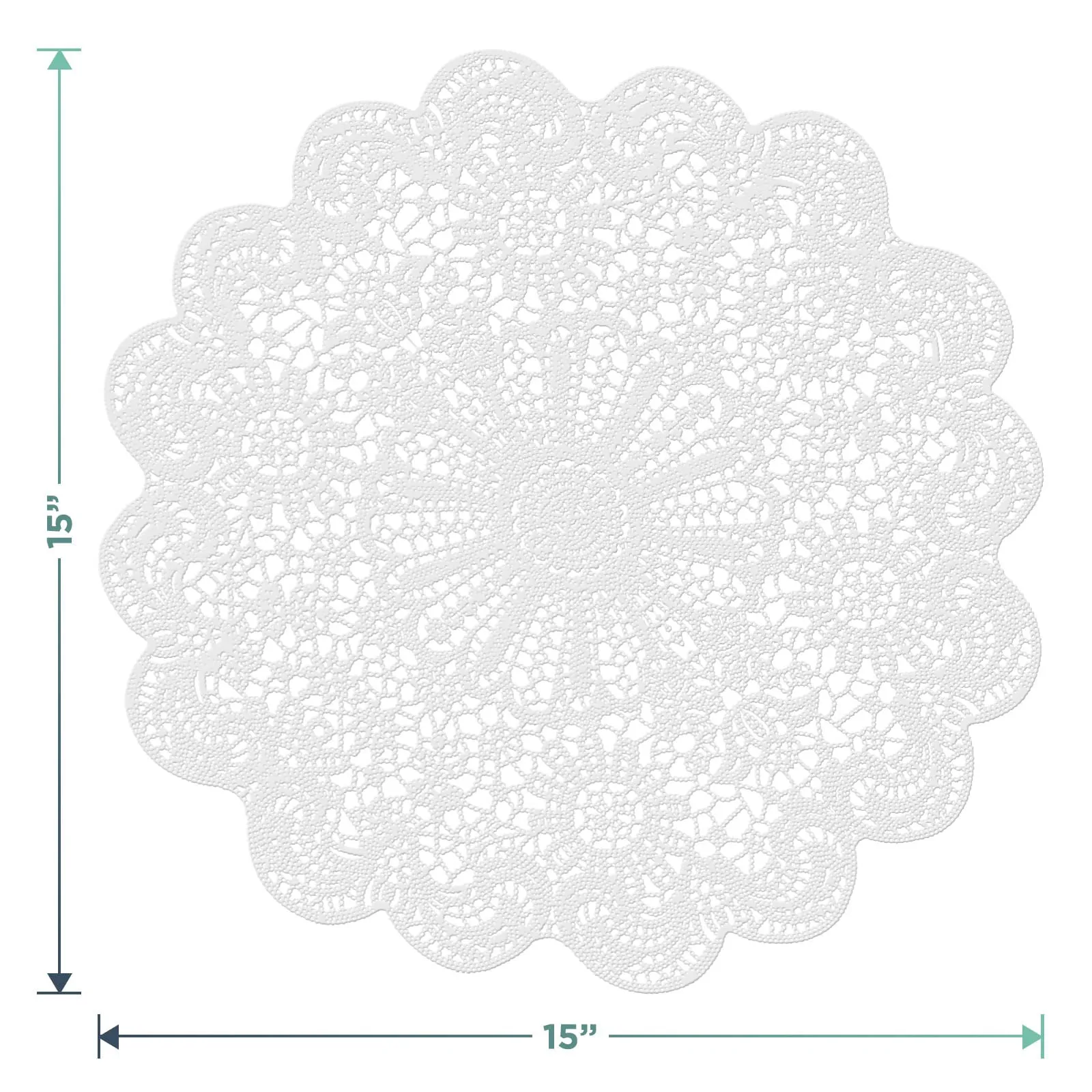 White Floral Classic Vinyl Placemats - 15 Inch Non-Slip Vinyl Dining Table Charger Farmhouse Home Decor (Set of 6)