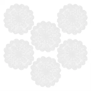White Floral Classic Vinyl Placemats - 15 Inch Non-Slip Vinyl Dining Table Charger Farmhouse Home Decor (Set of 6)